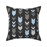 Arrow Feathers  - off black charcoal, grey, blue, silver.