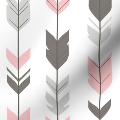Arrow Feathers - grey,pink,white-