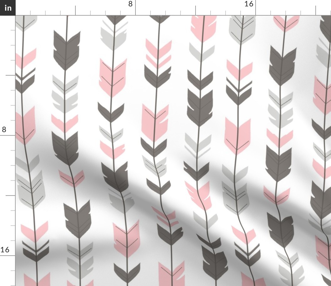 Arrow Feathers - grey,pink,white-