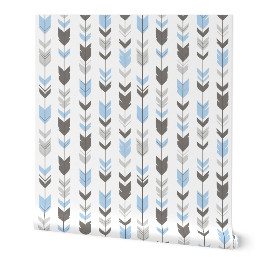 Arrow Feathers - Baby boy blue, , grey,white-
