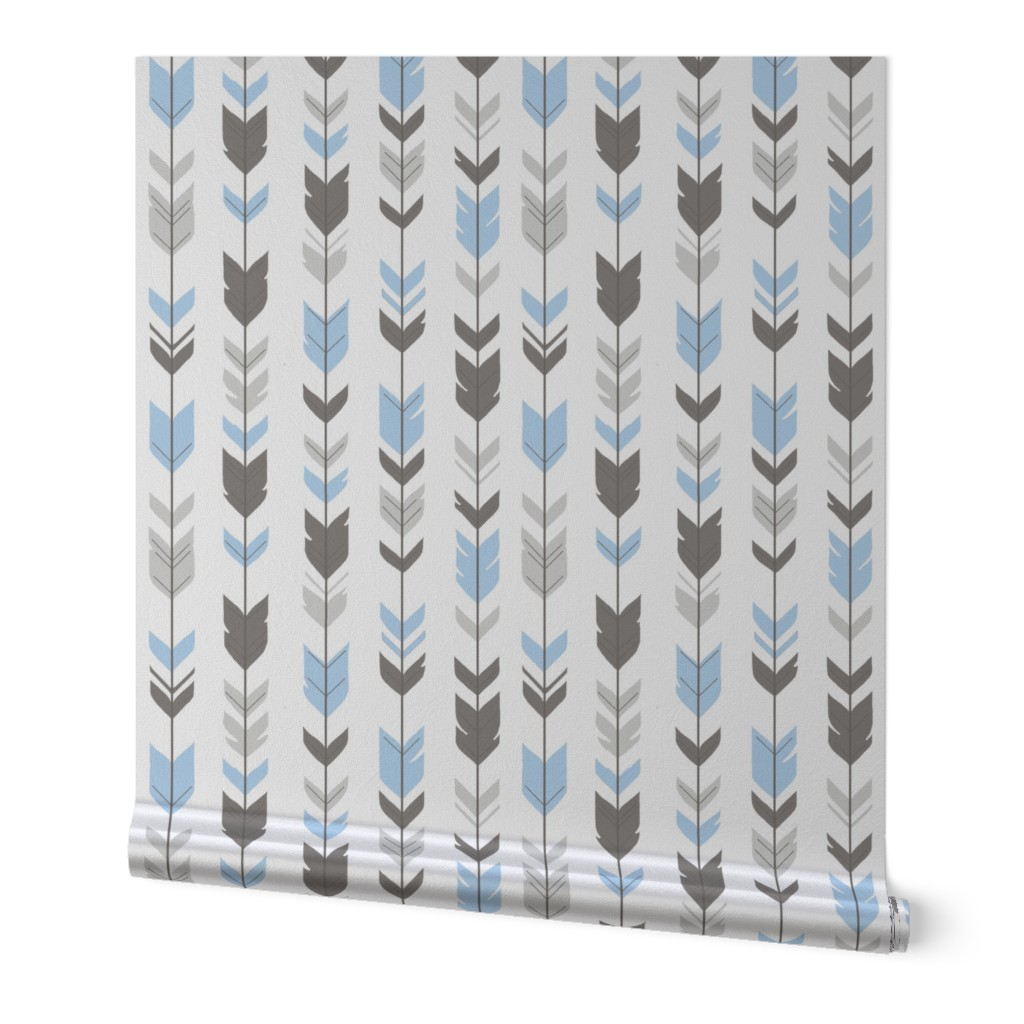 Arrow Feathers - Baby boy blue, , grey,white-