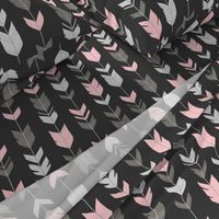 Arrow Feathers - Baby girl woodland - charcoal, grey, pink