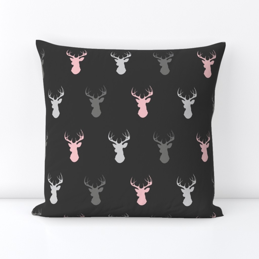 deer- baby girl woodland - pink grey off-black