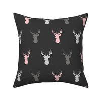 deer- baby girl woodland - pink grey off-black