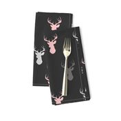 deer- baby girl woodland - pink grey off-black