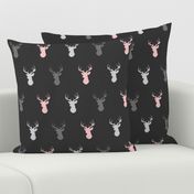 deer- baby girl woodland - pink grey off-black