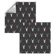 deer- baby girl woodland - pink grey off-black