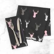 deer- baby girl woodland - pink grey off-black