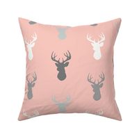 Deer-Coral/Grey/Off-White - woodland baby nursery-ch