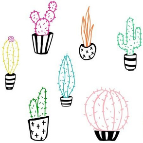 Black & White Colorful Cactus Collection