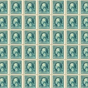 1908 George Washington 13-cent blue-green stamp sheet