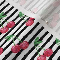 watercolor cherries on stripes