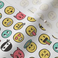 Smiley Emoticon Emoji Doodle on White Tiny Small