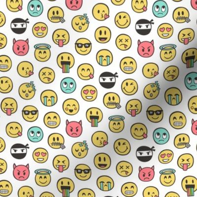 Smiley Emoticon Emoji Doodle on White Tiny Small