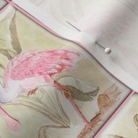 Watercolor Waterbird Art Nouveau Faux Tile Roseate_Spoonbill