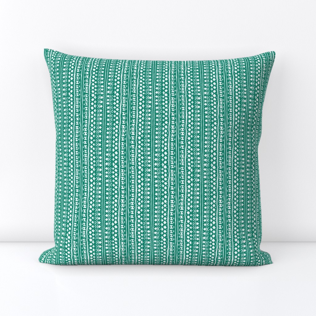 Ditsy Tribal Stripe Island Green and White