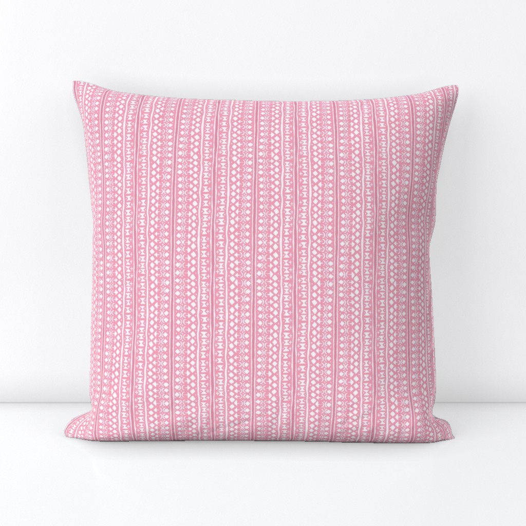 Ditsy Tribal Stripe Pink and White