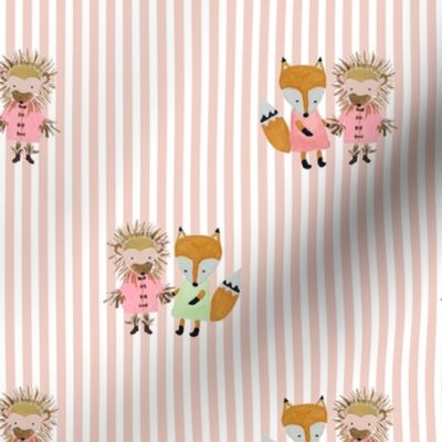 Foxie and Hedgie Pink Stripe