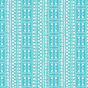 Tribal Warrior Stripe Soft Aqua and White 