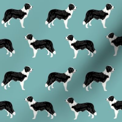 border collies light teal  border collie fabric collies