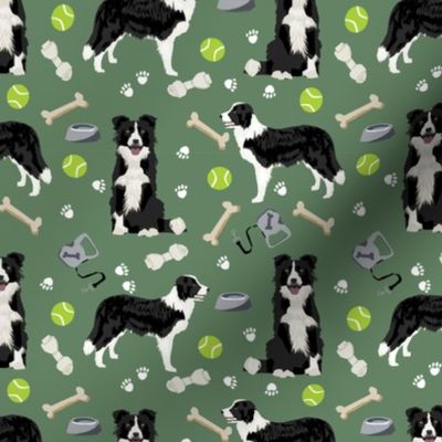 border collie toys tennis balls neutral medium green fabric