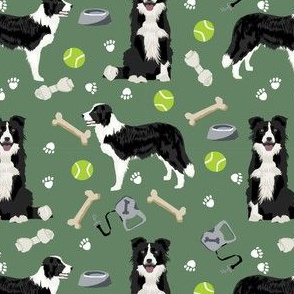 border collie toys tennis balls neutral medium green fabric