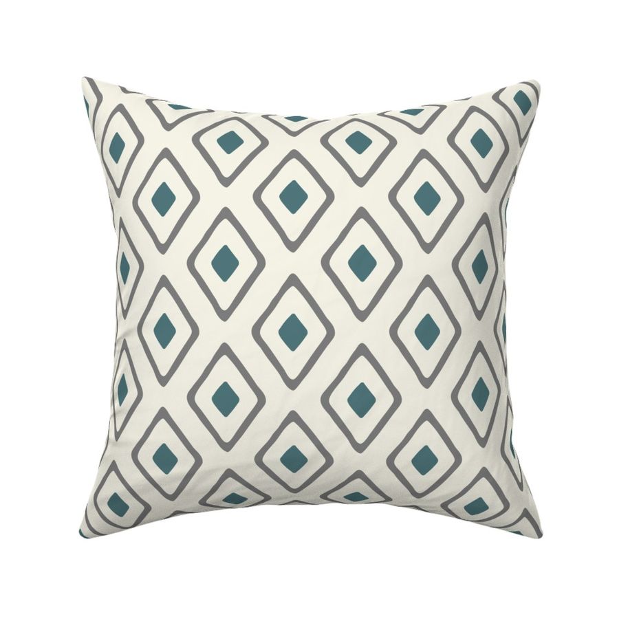 Diamond In Diamond -Teal/Grey/Ivory