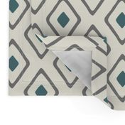 Diamond In Diamond -Teal/Grey/Ivory