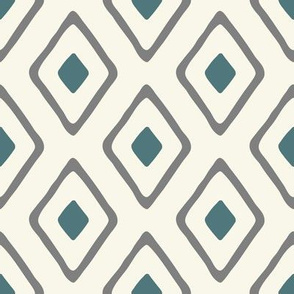 Diamond In Diamond -Teal/Grey/Ivory