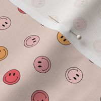 Tiny Micro Tossed Smiley Faces in Pink and Yellow