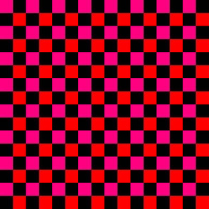 Checkerboard Pink Orange on Black