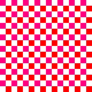 Checkerboard Pink Orange on White