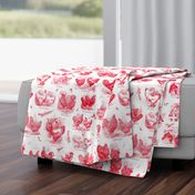 Poultry Envy White Red Toile 