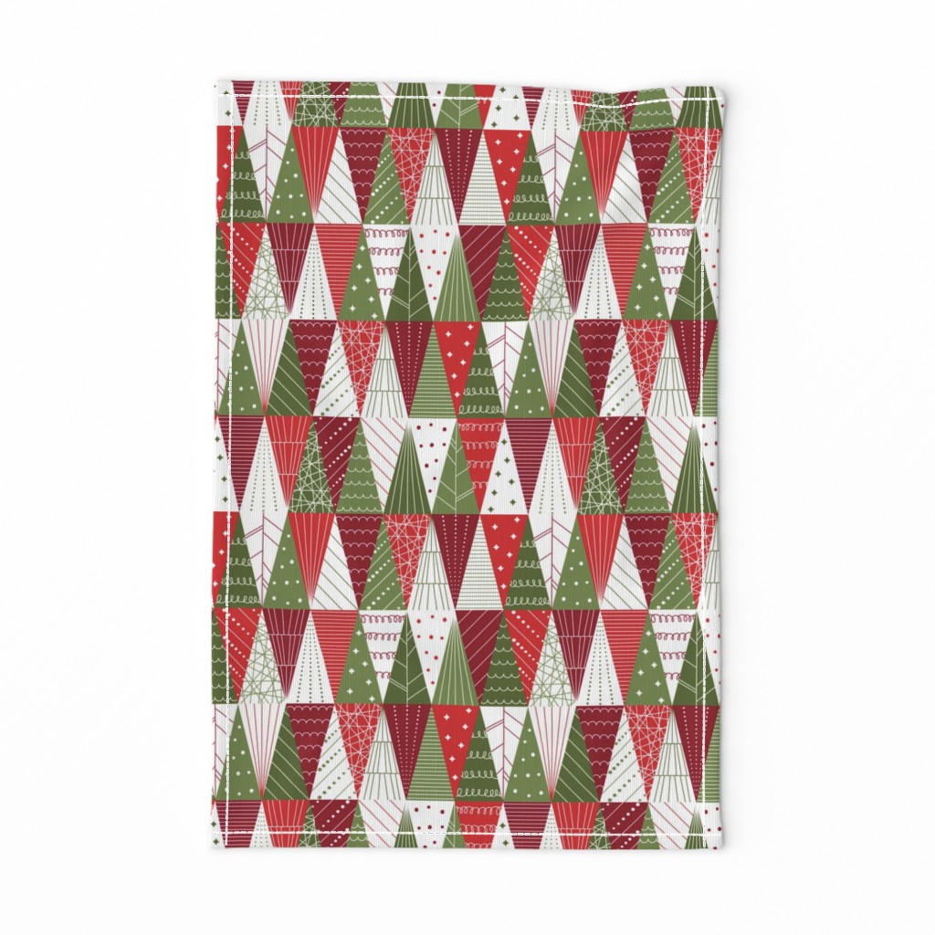 Minimalist Triangle Christmas Trees - Red and Green