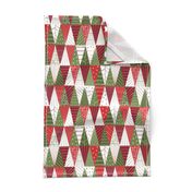 Minimalist Triangle Christmas Trees - Red and Green