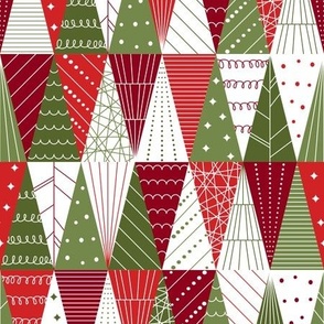 Minimalist Triangle Christmas Trees - Red and Green