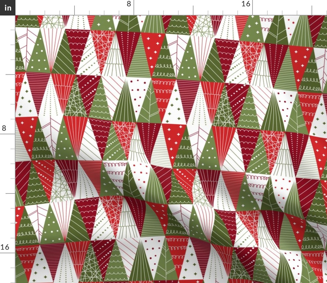 Minimalist Triangle Christmas Trees - Red and Green