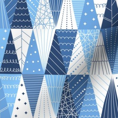 Minimalist Triangle Christmas Trees - Blue