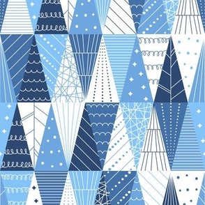 Minimalist Triangle Christmas Trees - Blue