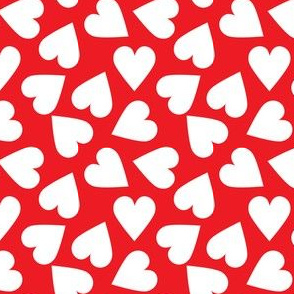 Valentines Day Red and White Hearts White Hearts on Red - Valentines Day - Valentines Day Fabric