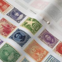 Hawaiian postage stamps, life-sized on white