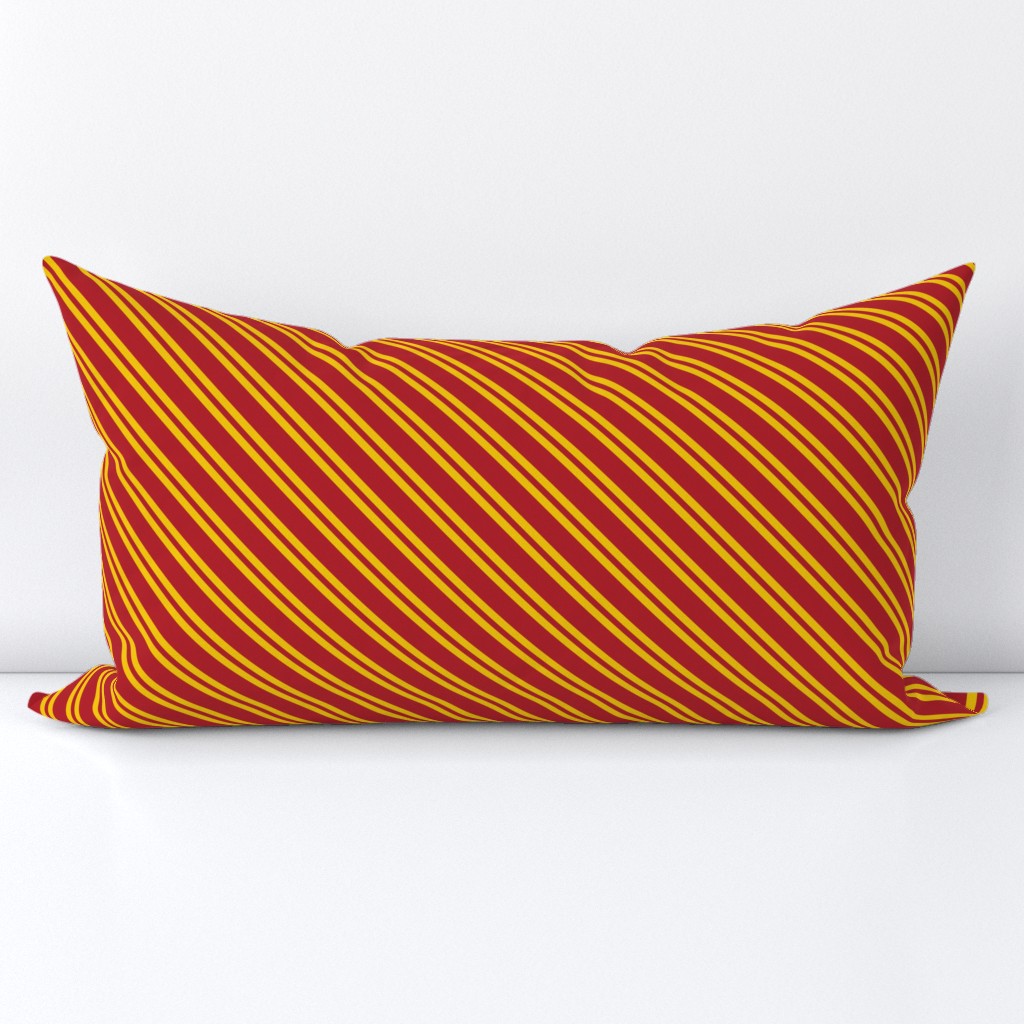 Diagonal Double Stripes in Red and Golden Yellow
