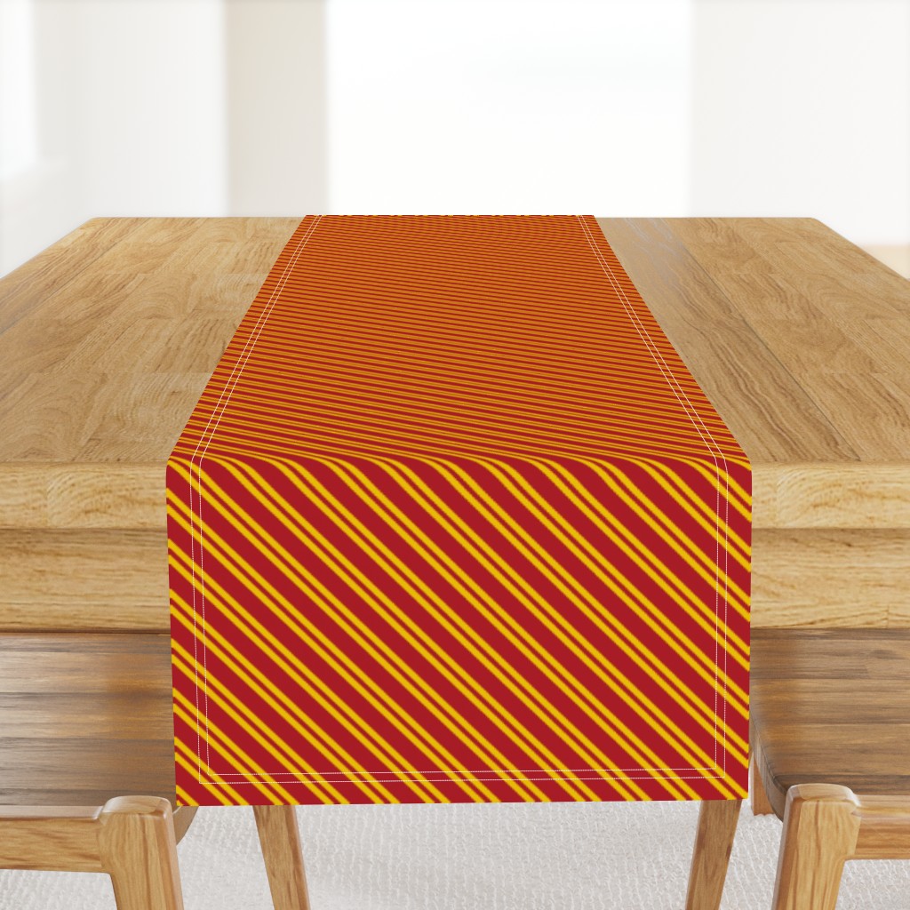 Diagonal Double Stripes in Red and Golden Yellow