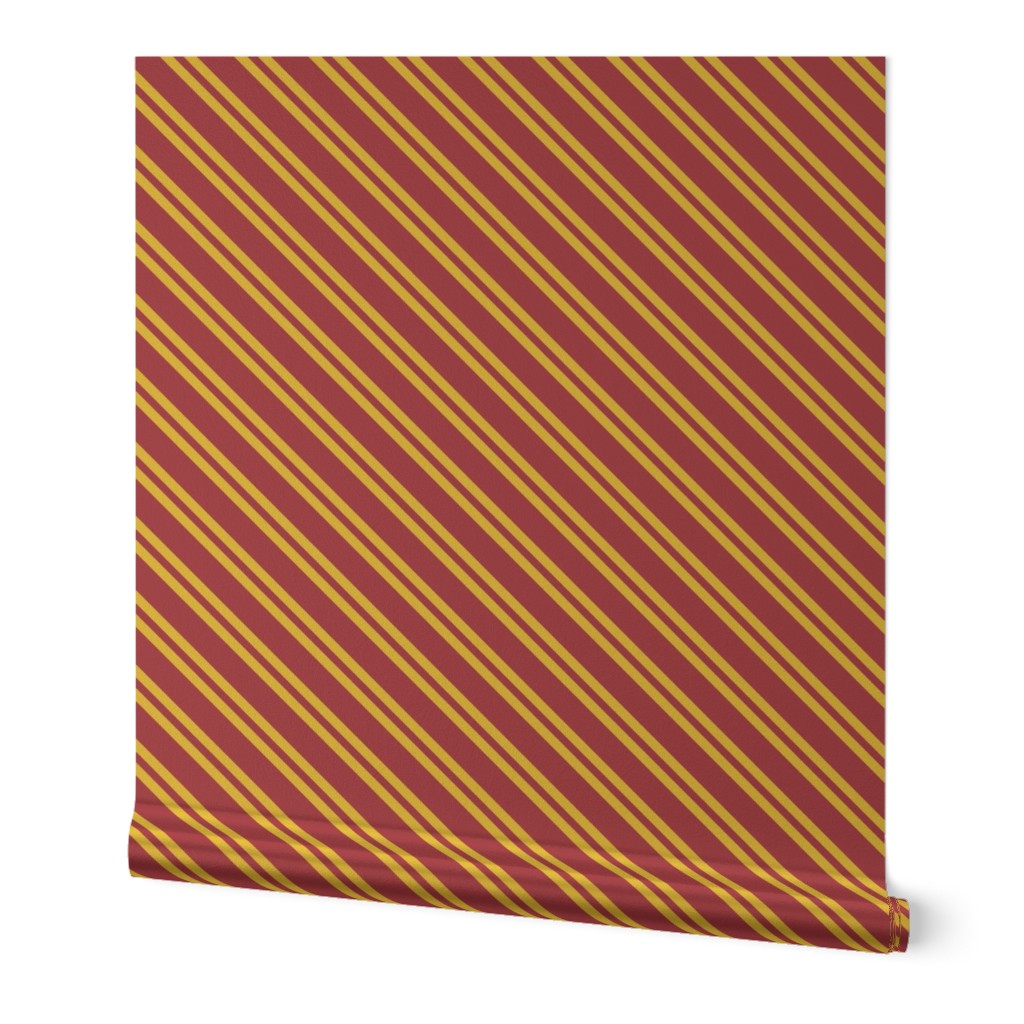 Diagonal Double Stripes in Red and Golden Yellow