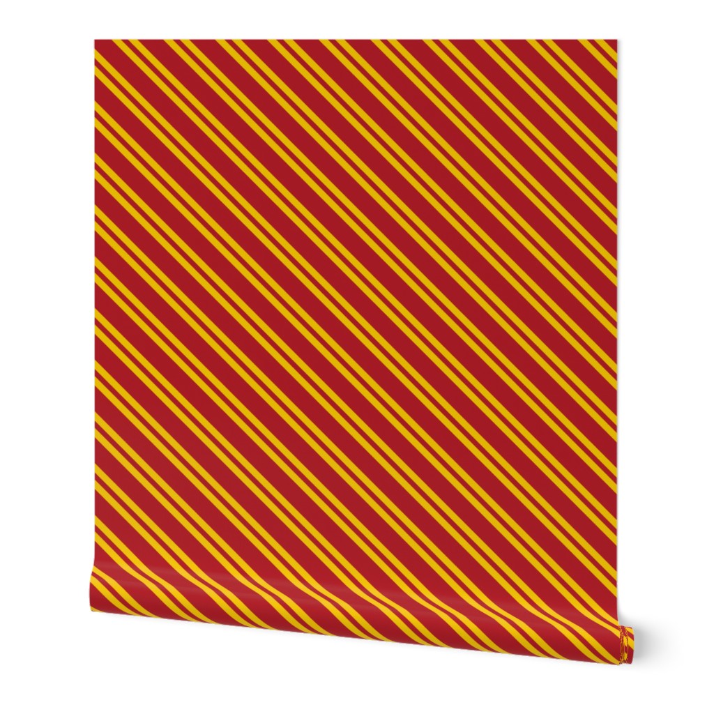 Diagonal Double Stripes in Red and Golden Yellow