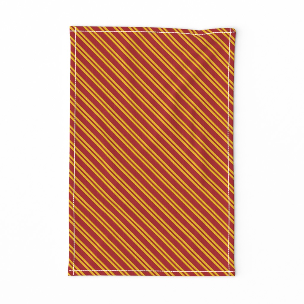 Diagonal Double Stripes in Red and Golden Yellow