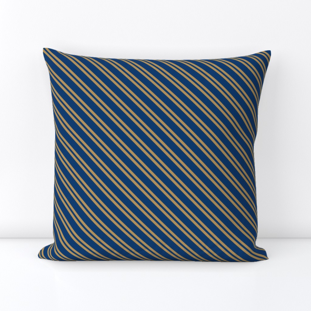 Diagonal Double Stripes in Blue and Bronze