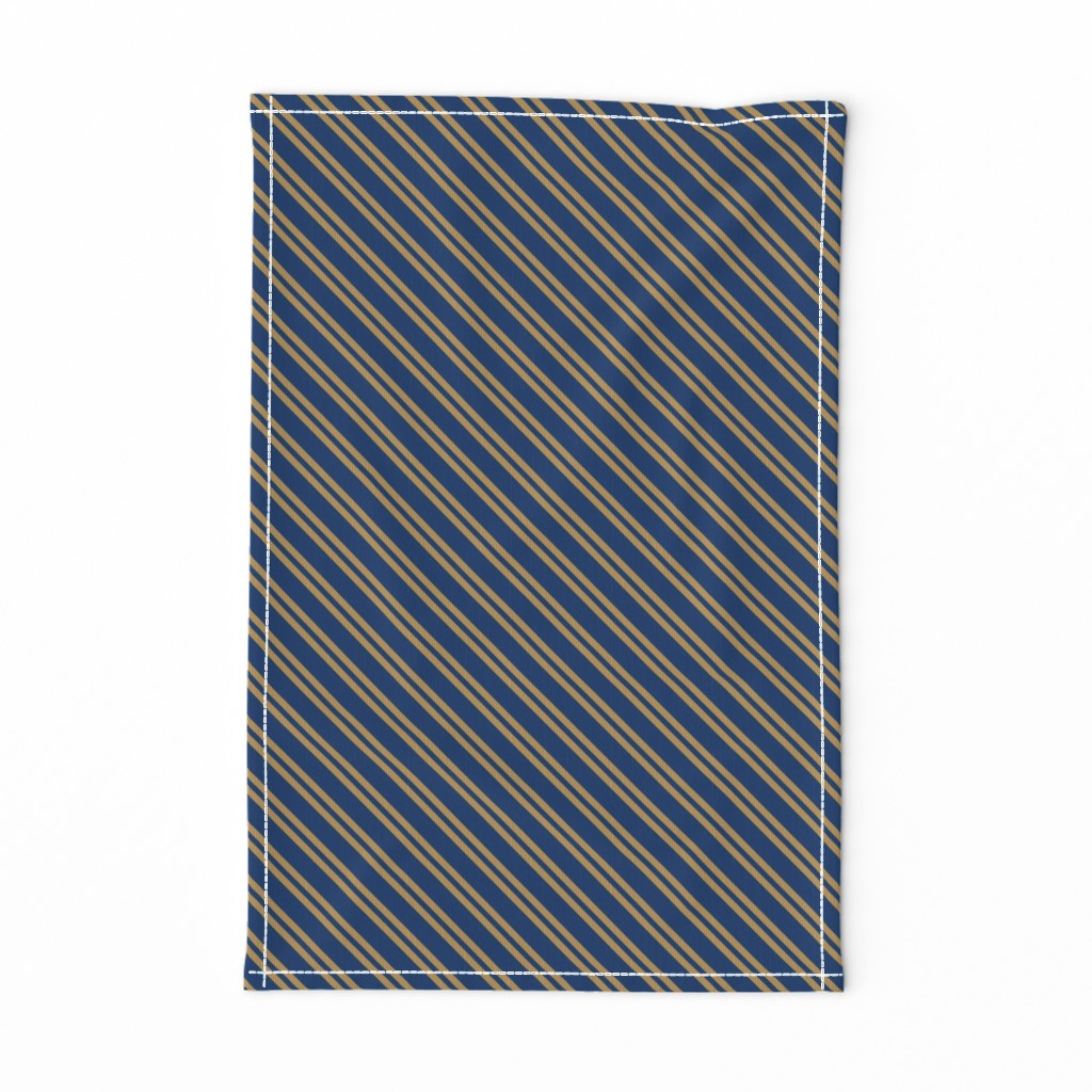 Diagonal Double Stripes in Blue and Bronze