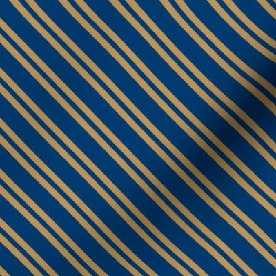 Diagonal Double Stripes in Blue and Bronze