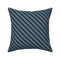 Diagonal Double Stripes in Blue and Bronze